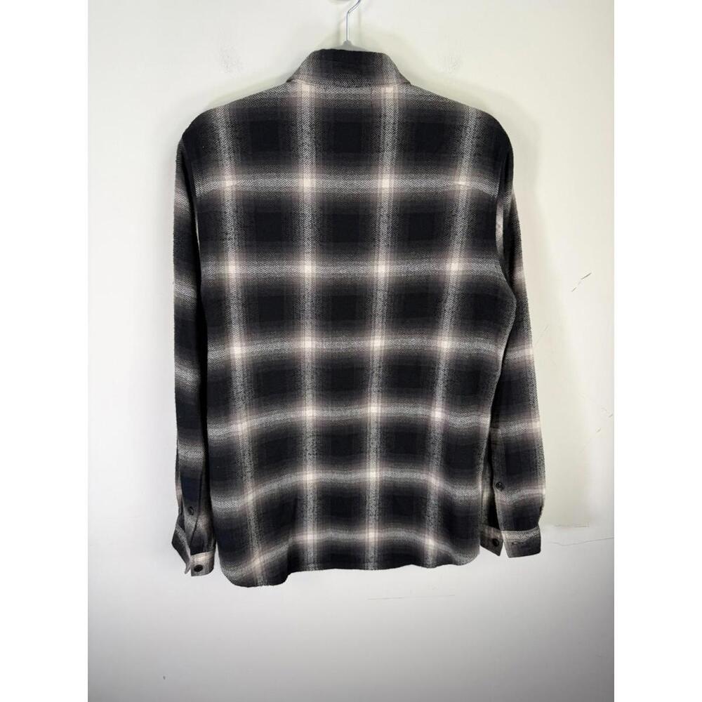 John Elliot Brushed Flannel Button Up Shirt White Black Plaid Medium - Picture 3 of 6